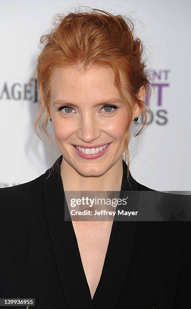 Jessica Chastain arrives at the 2012 Film Independent Spirit Awards at Santa Monica Pier on February 25, 2012 in Santa Monica, California.