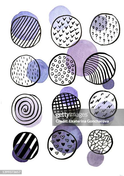 big set of round abstract black backgrounds or patterns with purple rounds. - bush icon stock pictures, royalty-free photos & images
