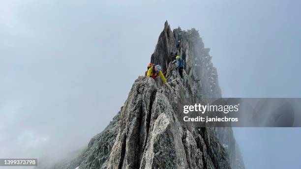 grupo de pessoas conquistando a montanha de massagista nevada. alpes europeus - mont blanc massif - fotografias e filmes do acervo
