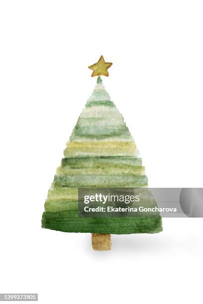 illustration of a christmas tree in watercolor technique. - weihnachten symbolbilder stock-fotos und bilder