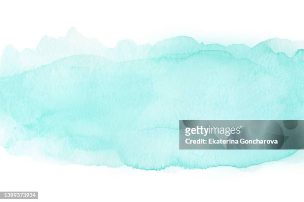 abstract turquoise watercolor background in the form of a cloud. - watercolour painting fotografías e imágenes de stock