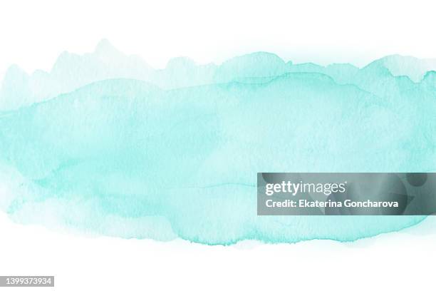 abstract turquoise watercolor background in the form of a cloud. - 水彩画 ストックフォトと画像