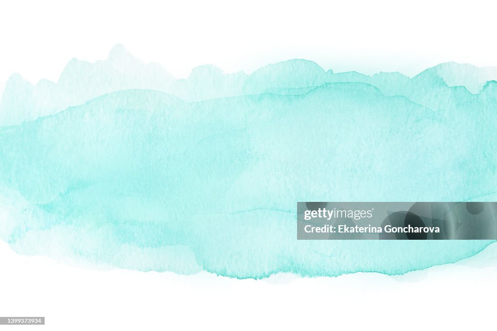 Abstract turquoise watercolor background in the form of a cloud.