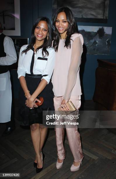 Cisely Saldana and Actress Zoe Saldana attends The Weinstein Company Celebrates The 2012 Academy Awards Presented By Chopard held at Soho House on...