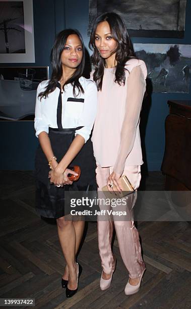 Cisely Saldana and Actress Zoe Saldana attends The Weinstein Company Celebrates The 2012 Academy Awards Presented By Chopard held at Soho House on...