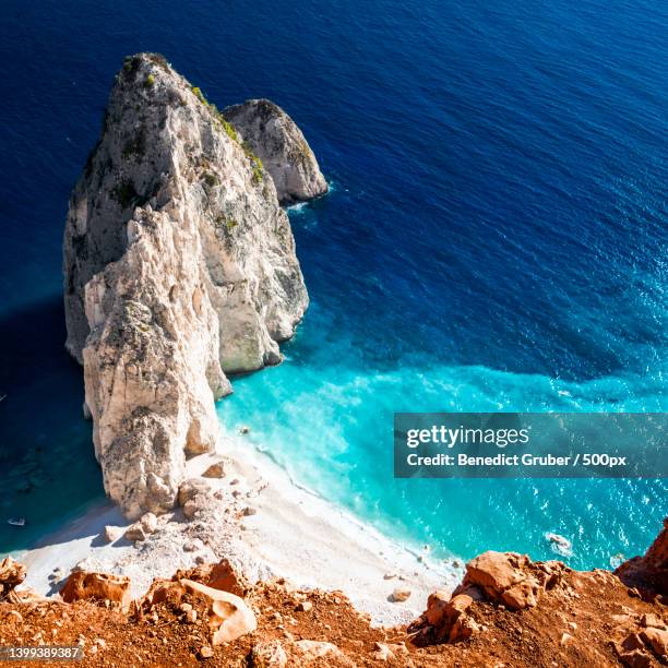 high angle view of rocks on beach,zakynthos,greece - ionian islands bildbanksfoton och bilder