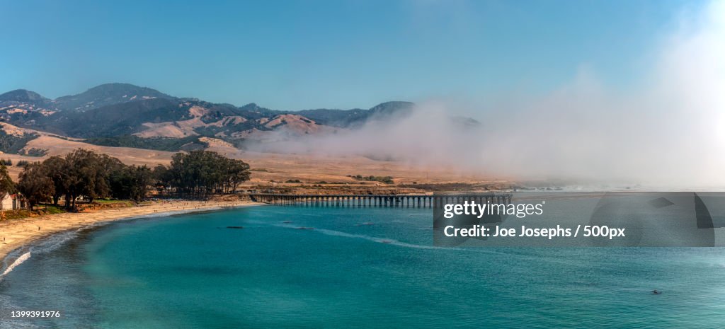 Scenic view of sea against sky,San Simeon,California,United States,USA