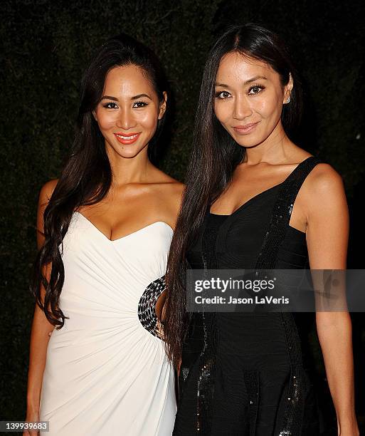 Asami Ferguson and Kiko Matsuyama attend the Chanel pre-Oscar dinner at Madeo Restaurant on February 25, 2012 in Los Angeles, California.