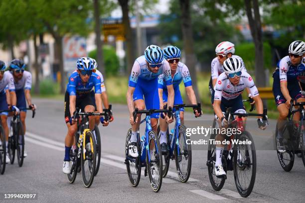 Koen Bouwman of Netherlands and Team Jumbo - Visma blue mountain jersey, Damien Howson of Australia and Team BikeExchange - Jayco and Juan Pedro...