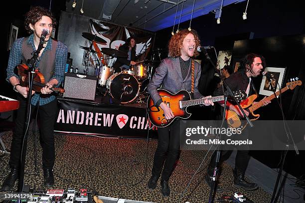 Musicians Jesse Kotansky, Grant Wilson, Nathaniel Hoho, and Joseph Grazir perform at the Art Photography of Mia Tyler exhibit at RIFF's WTF Saturday...