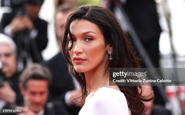 Bella Hadid attends the screening of "Broker " during the 75th annual Cannes film festival at Palais des Festivals on May 26, 2022 in Cannes, France.