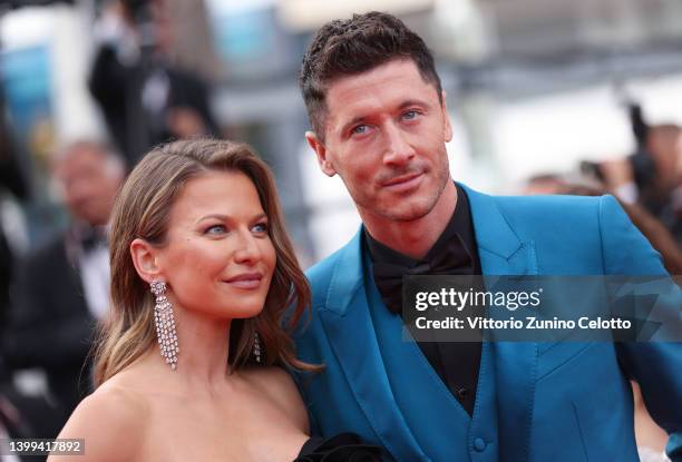 Anna Lewandowska and Robert Lewandowski attend the screening of "Broker " during the 75th annual Cannes film festival at Palais des Festivals on May...