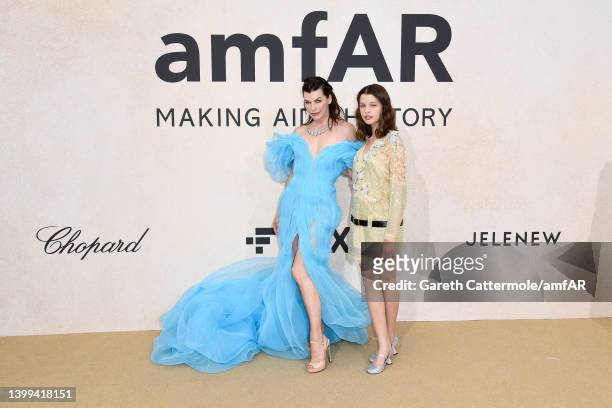 Milla Jovovich and Ever Gabo Anderson attending amfAR Gala Cannes 2022 at Hotel du Cap-Eden-Roc on May 26, 2022 in Cap d'Antibes, France.