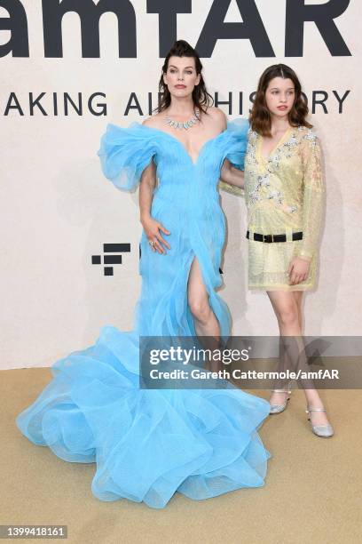 Milla Jovovich and Ever Gabo Anderson attending amfAR Gala Cannes 2022 at Hotel du Cap-Eden-Roc on May 26, 2022 in Cap d'Antibes, France.