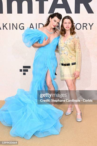 Milla Jovovich and Ever Gabo Anderson attending amfAR Gala Cannes 2022 at Hotel du Cap-Eden-Roc on May 26, 2022 in Cap d'Antibes, France.