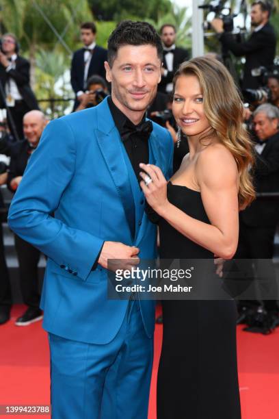 Robert Lewandowski and Anna Lewandowski attend the screening of "Broker " during the 75th annual Cannes film festival at Palais des Festivals on May...