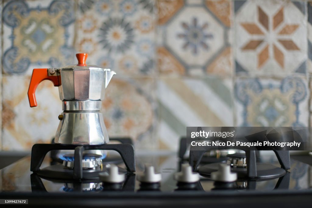 Moka Pot Maker On Gas Stove