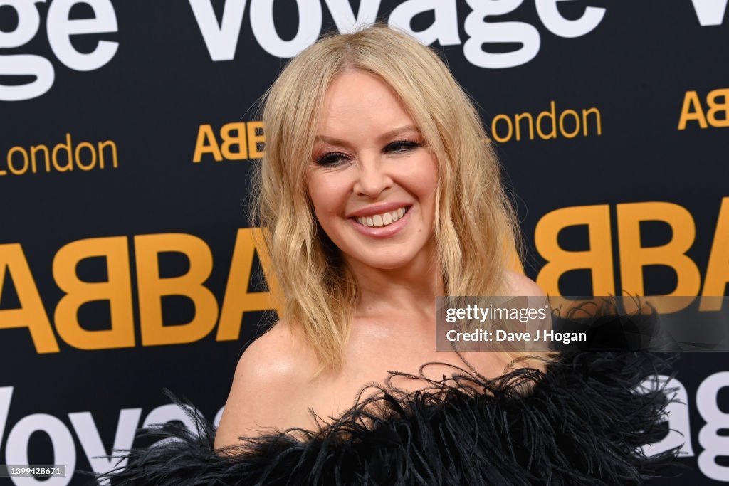 Kylie Minogue attends the first performance of ABBA "Voyage" at ABBA