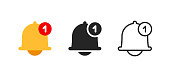 Notification Bell Color Flat Line Icons