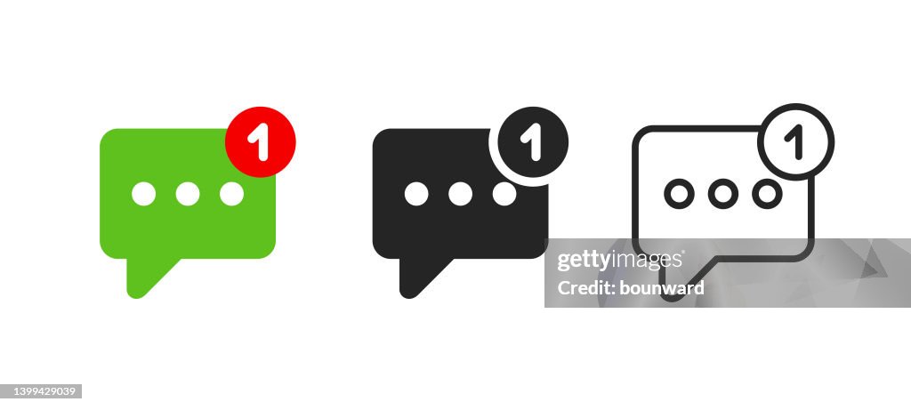 Notification Chat Bubble Color Flat Line Icons
