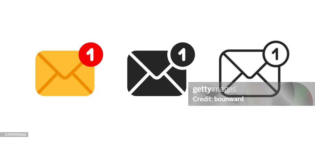 Notification Mail Color Flat Line Icons