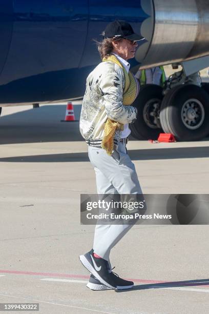 Mick Jagger from the rock band The Rolling Stones arrives at T4 of Adolfo Suarez Madrid-Barajas airport, on 26 May, 2022 in Madrid, Spain. The...