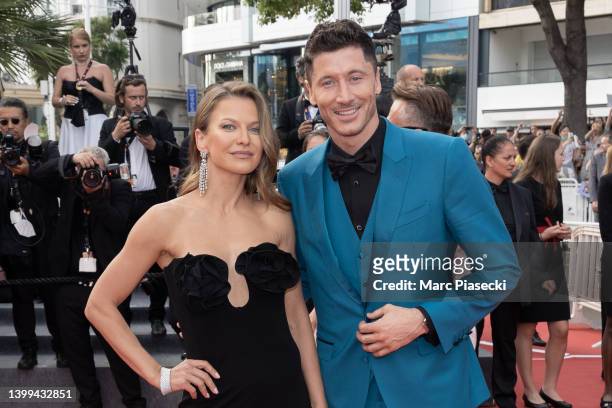 Anna Lewandowska and Robert Lewandowski attend the screening of "Broker " during the 75th annual Cannes film festival at Palais des Festivals on May...