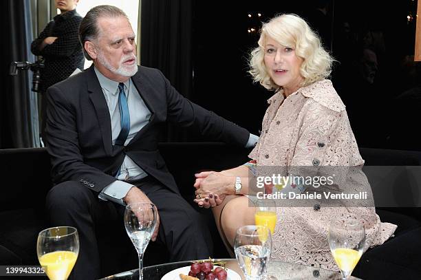 Director Taylor Hackford and Dame Helen Mirren attend Dolce & Gabbana VIP Room at the Metropol during Milan Womenswear Fashion Week on February 26,...