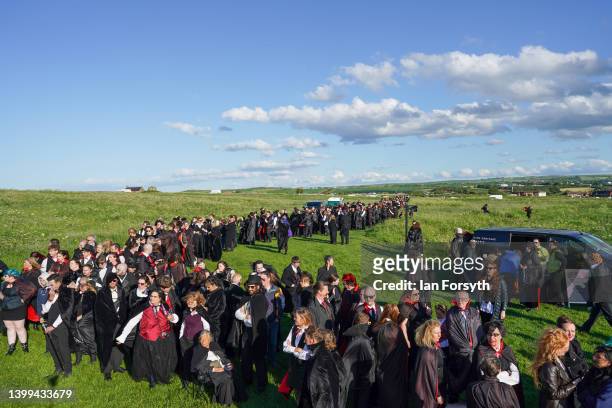 People dressed as vampires gather during a world record attempt for the largest gathering of vampires in one location, at Whitby Abbey on May 26,...