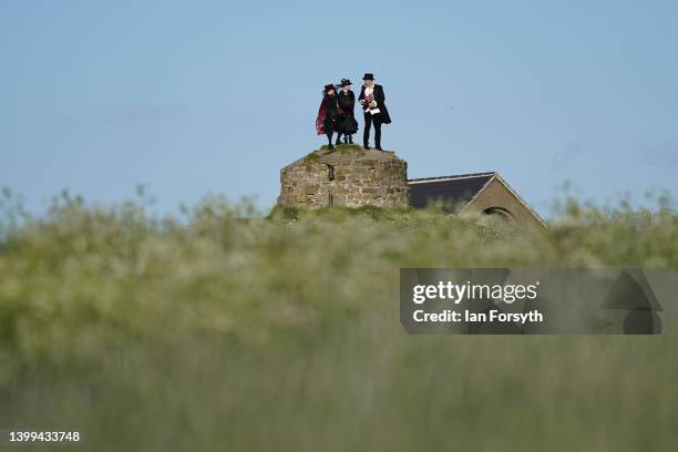 People dressed as vampires gather during a world record attempt for the largest gathering of vampires in one location, at Whitby Abbey on May 26,...