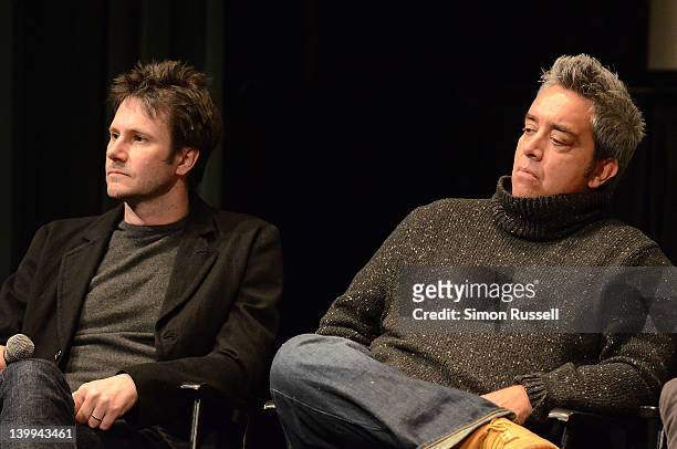Actors Josh Hamilton and Stephen Adly Guirgis attend the Film Society of Lincoln Center screening of "Margaret" at Walter Reade Theater on February...