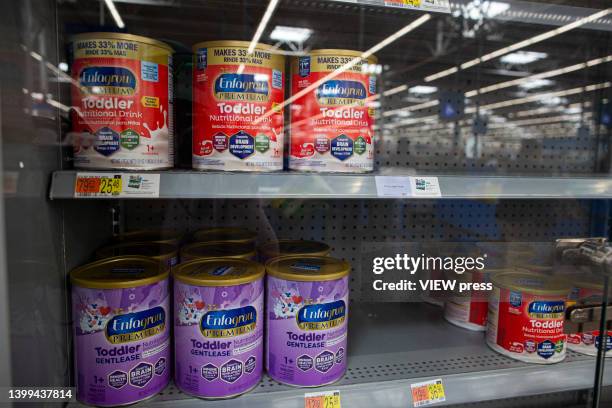 Shelves are empty at a Walmart store during a baby formula shortage on May 26, 2022 in North Bergen, NJ. A recent shortage of baby formula started...