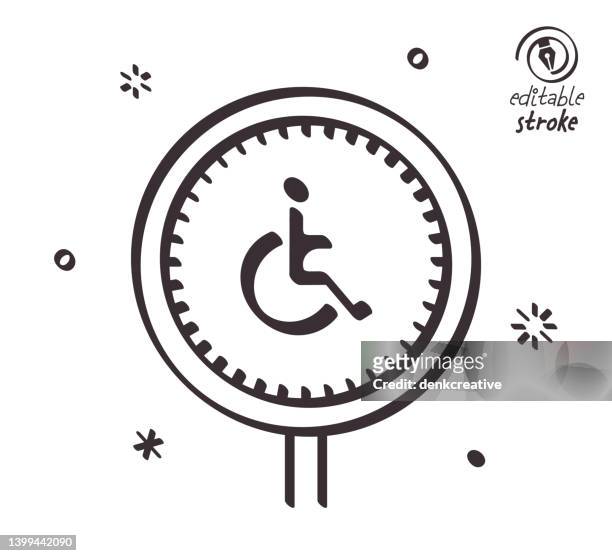 line illustration for handicapped facilities - reserved sign stock illustrations