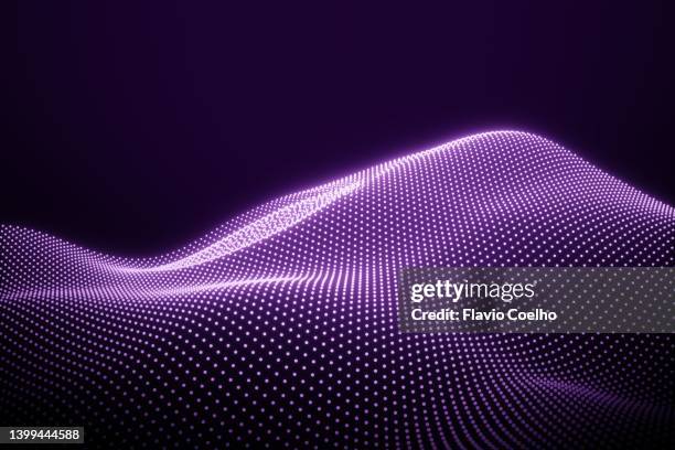 glowing pink and purple surface background - gepunktet stock-fotos und bilder