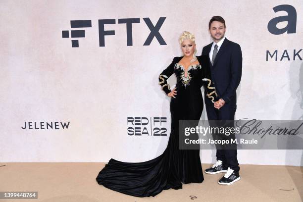 Christina Aguilera and Matthew Rutler are seen Hotel du Cap-Eden-Roc on May 26, 2022 in Cap d'Antibes, France.