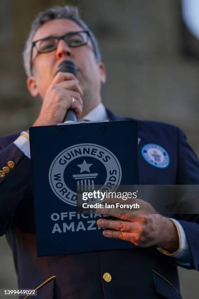 Jack Brockbank from the Guinness Book of Records announces a successful attempt to break the world record with 1369 counted at Whitby Abbey on May...