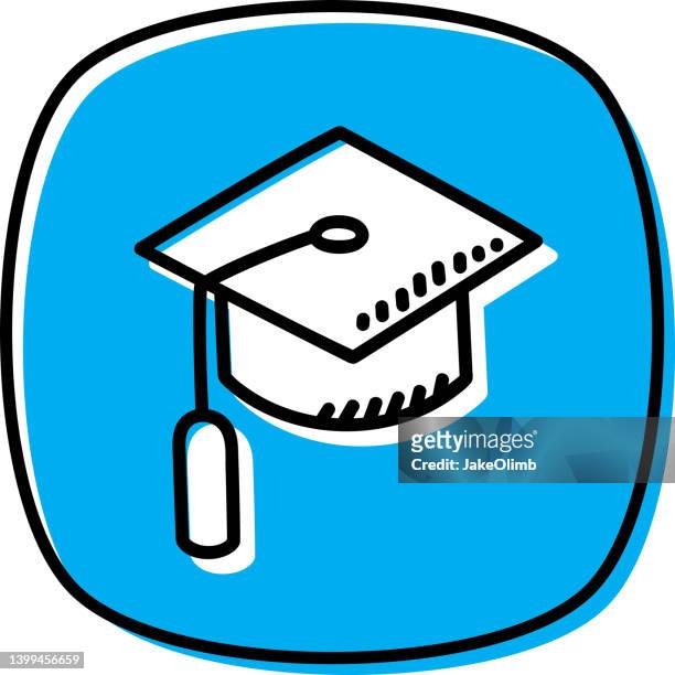 graduation cap doodle 2 - alumni stock illustrations