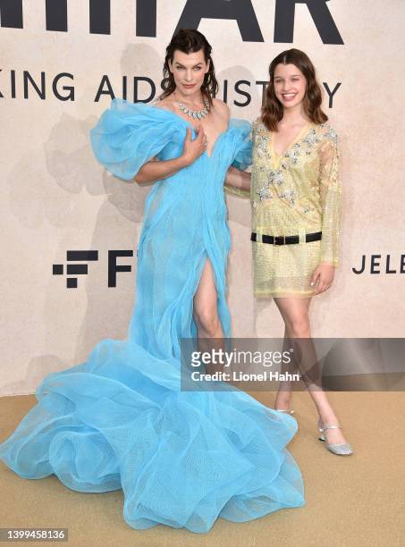 Milla Jovovich and Ever Gabo Anderson attend amfAR Gala Cannes 2022 at Hotel du Cap-Eden-Roc on May 26, 2022 in Cap d'Antibes, France.