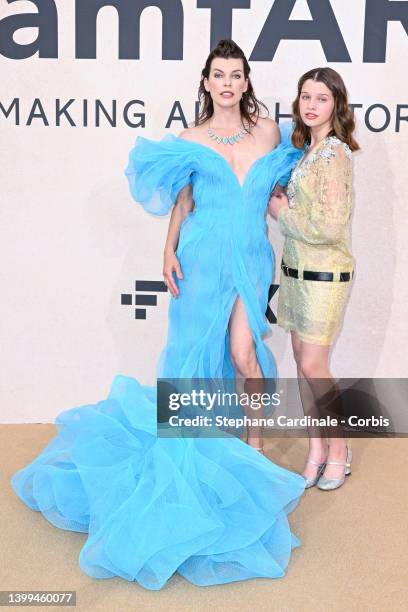 Milla Jovovich and Ever Gabo Anderson attending amfAR Gala Cannes 2022 at Hotel du Cap-Eden-Roc on May 26, 2022 in Cap d'Antibes, France.