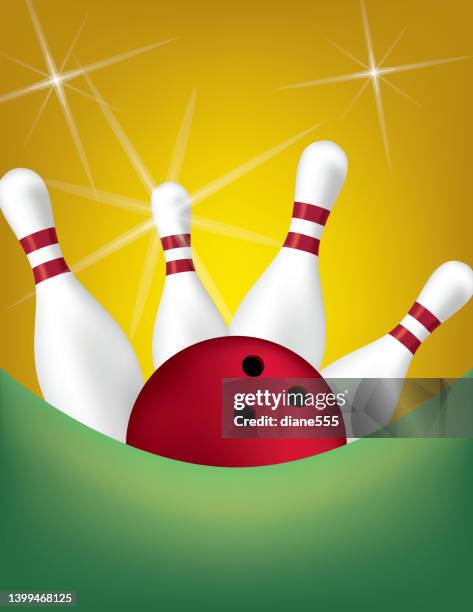 bowling pins and ball with copy space - bowling alley background stock illustrations