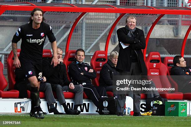 Twente Trainer / Manager Steve McClaren watches from the bench during the Eredivisie match between FC Twente and FC Utrecht at De Grolsch Veste...
