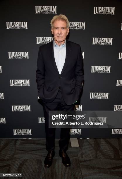 Harrison Ford attends the studio showcase panel at Star Wars Celebration for the fifth installment of the “Indiana Jones” franchise in Anaheim,...