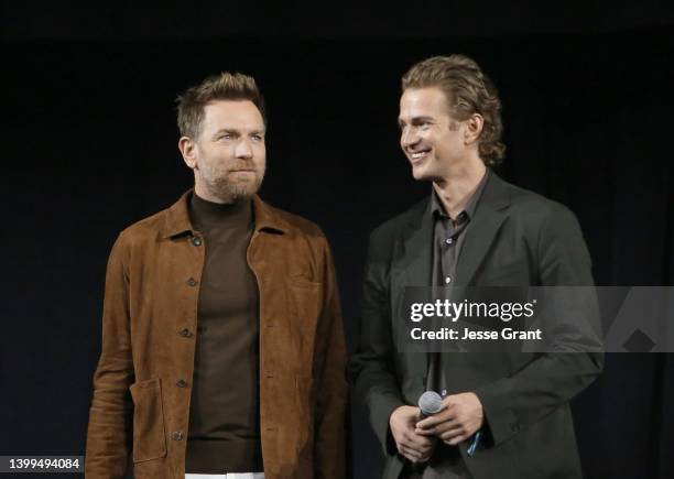 Ewan McGregor and Hayden Christensen attend the studio showcase panel at Star Wars Celebration for "Obi-Wan Kenobi" in Anaheim, California on May 26,...