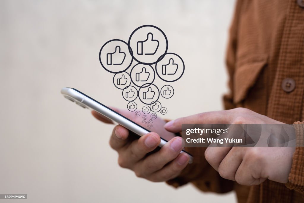 Conceptual illustration of social media likes