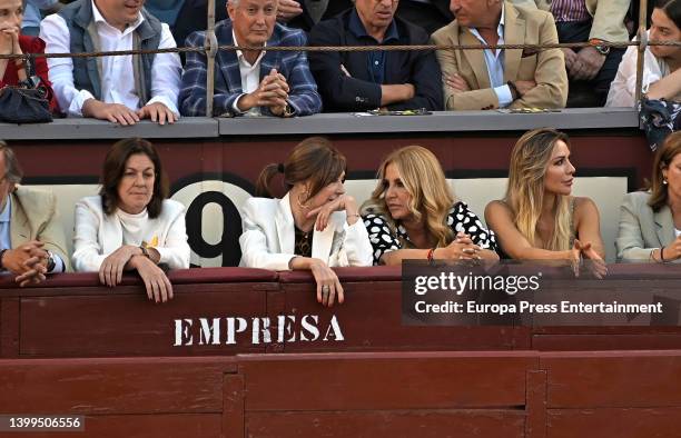 Ana Rosa Quintana and Cristina Tarrega enjoy bullfighting at the Plaza de las Ventas, on May 26 in Madrid, Spain.