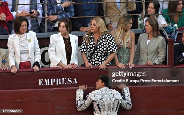 Ana Rosa Quintana and Cristina Tarrega enjoy bullfighting at the Plaza de las Ventas, on May 26 in Madrid, Spain.