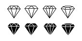 Set of diamonds icon isolate on white background.