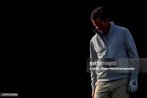 Gonzalo Fdez-Castano of Spain is pictured on the practice or driving range prior to Day Two of the Dutch Open at Bernardus Golf on May 27, 2022 in...