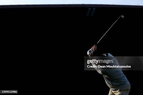 Gonzalo Fdez-Castano of Spain is pictured on the practice or driving range prior to Day Two of the Dutch Open at Bernardus Golf on May 27, 2022 in...