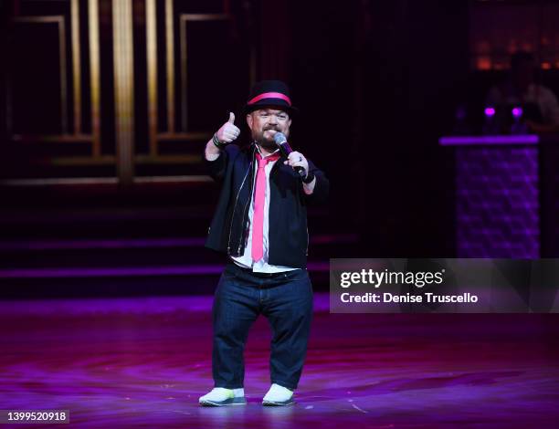 Comedian Brad Williams of Mad Apple by Cirque du Soleil perform during the premiere at New York-New York Hotel & Casino on May 26, 2022 in Las Vegas,...